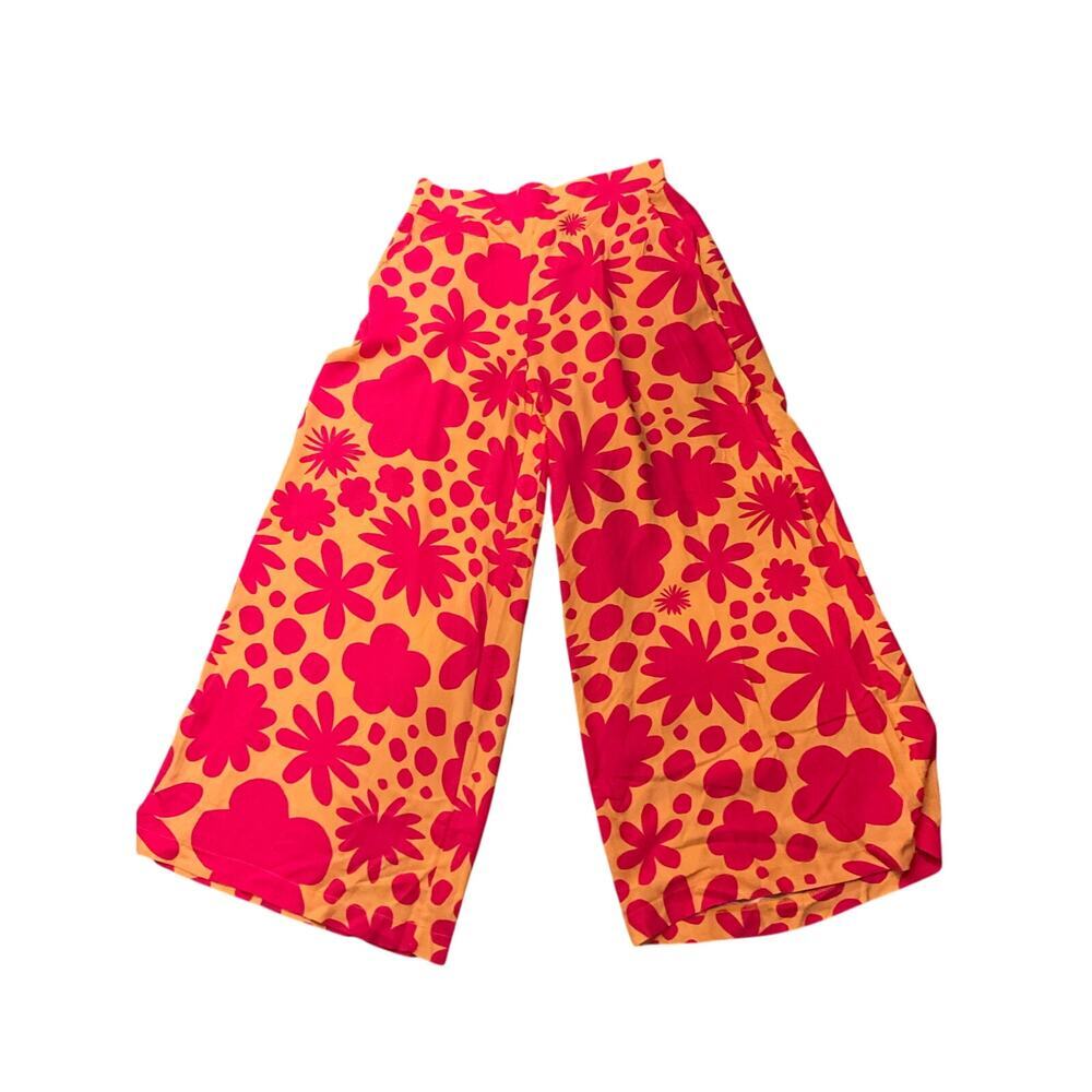 Kasey Rainbow x Proud Poppy Floral Wide Leg Pallazo Pants Pull-On Pink Sz 12 NWT